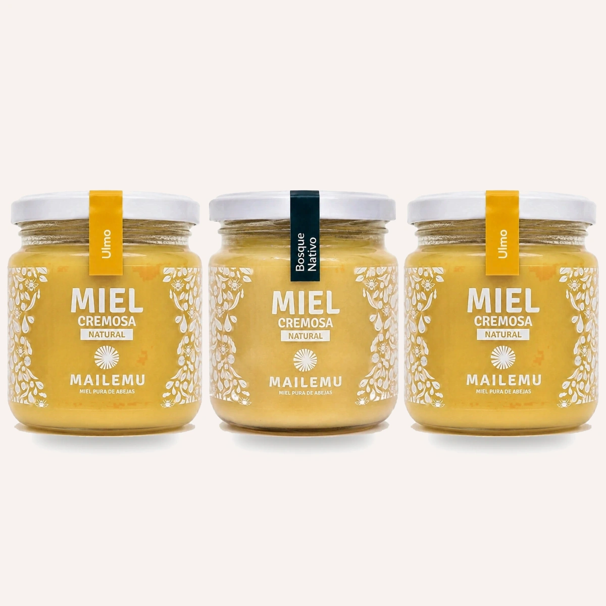 Pack 2 Miel de Ulmo y 1 Bosque Nativo 300grs Mailemu