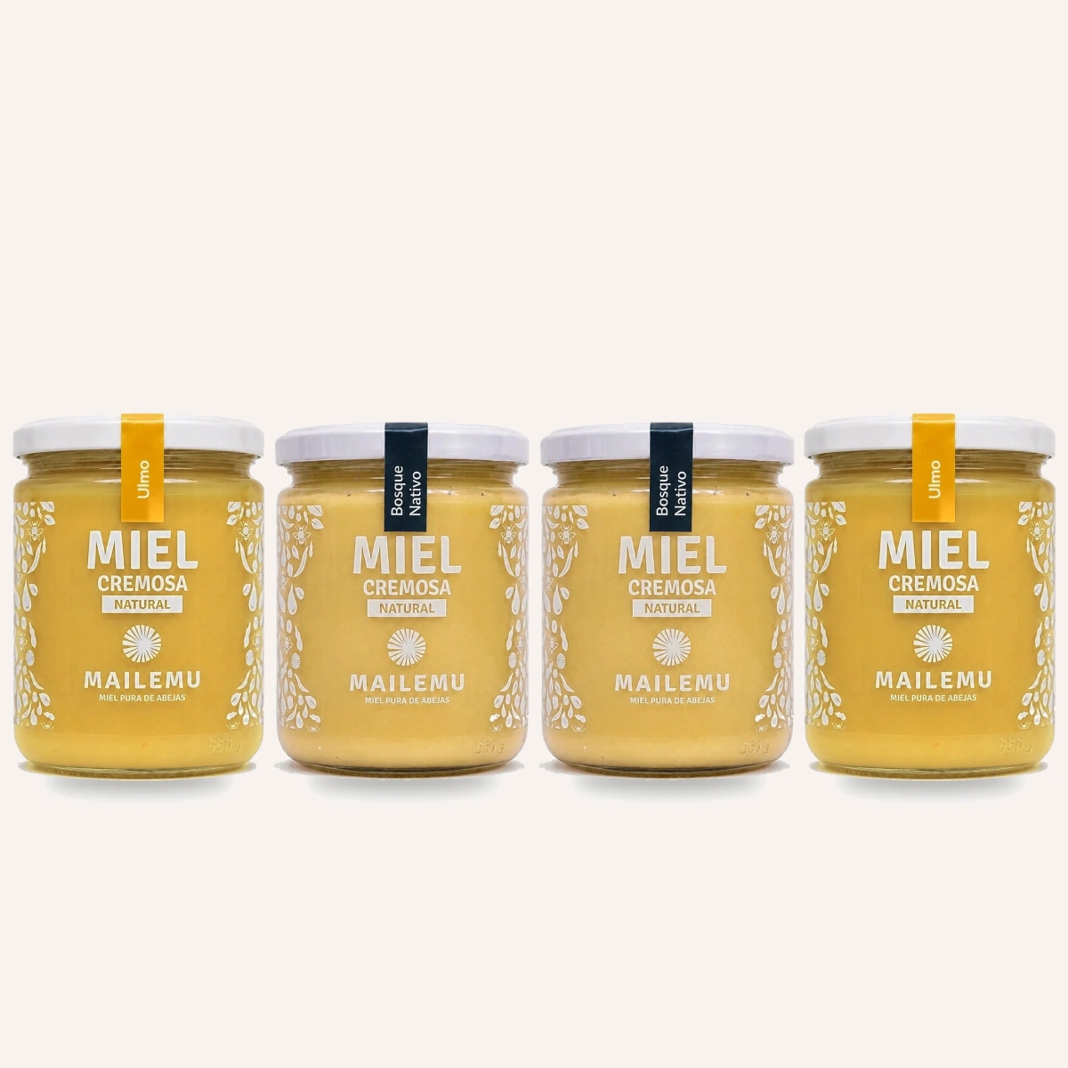 Pack 2 Miel de Ulmo y 2 Miel de Bosque Nativo 500grs Oferta Mailemu