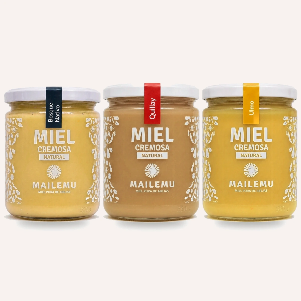 Pack miel de Ulmo, Quillay y Bosque Nativo 550gr Mailemu